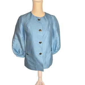 Banana Republic Womens Wrap Button Blazer Jacket Elastic Cuff Size XS Blue